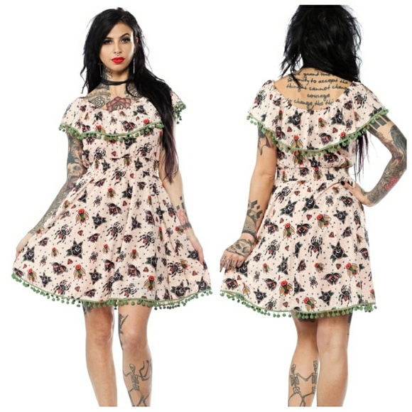 Sourpuss Dresses & Skirts - Sourpuss You're Buggin Me Fiesta dress